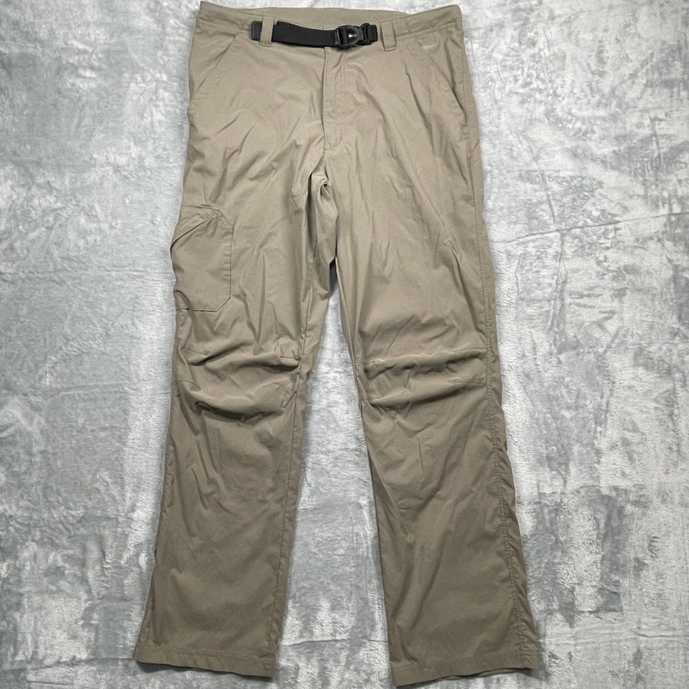 Ascend Hiking‎ Pants Mens Tan Nylon Spandex Stretch Cargo Belted Outdoor 34x32